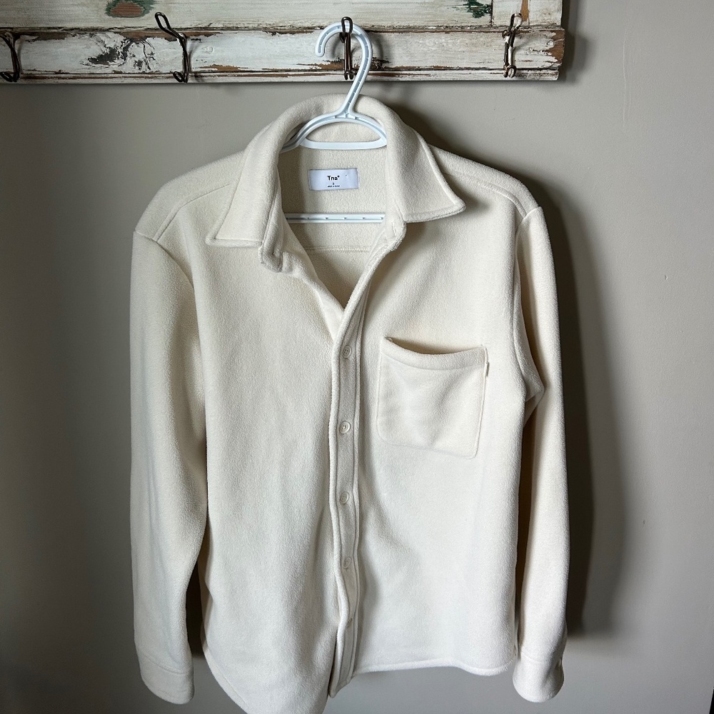 Cream Tna Aritzia Polar Fleece Shacket - Size 2
